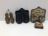 3- vintage matchbox safes/holders(1- shaped like slippers,1- with matches on it)