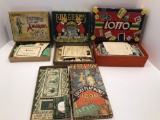 Vintage Anagram games, vintage LOTTO game, vintage play money