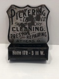 Vintage tin/litho advertising PICKERING CLEANING CO.match safe/holder(ATHENS O.)