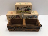 Wooden GOURMET CEYLON advertising tea boxes, vintage wooden KRAFT cheese box