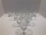 11- matching etched glass Drinking glasses(Matches lots 285,289)