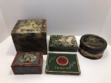 Vintage advertising tobacco tins and box,2-vintage keepsake boxes