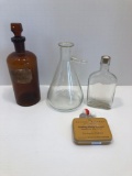 Vintage bottles,4 marbles,essentials oils allergy patches