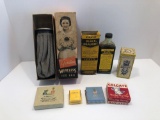 Vintage THE GENUINE ICE BAG/original box,BLACK DRAIGHT laxative(partially full),advertising tins and