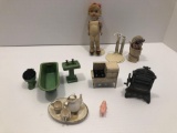 Vintage cast iron doll furniture,vintage dolls,more