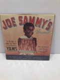 Vintage JOE SAMMY'S YAMS advertising label(on cardboard)