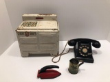 Vintage toys(metal doll stove,IDEAL telephone,iron,pitcher)