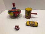 Antique Tin Lithograph Toy Cracker Jack Prize Spinning Top Collectible Toy by