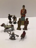 Vintage Japan Tin Wind Up Dog Toy Wags Tail,celluloid WWI toy action army figures,Marx Metal Litho