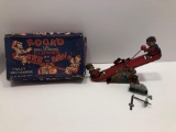 Vintage ROCKO The Ball Playing Clowns tin/litho seesaw(with original box;need repair)