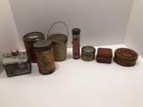 Vintage collectible advertising product tins
