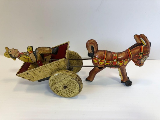 Vintage 1948 tin/litho MARX BALKY MULE wind up toy