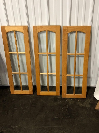 3 matching glass paneled cabinet doors