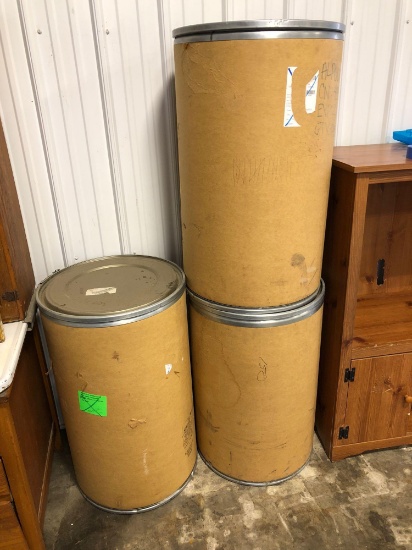 3 cardboard storage drums/lids