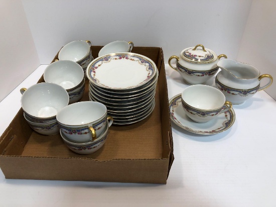 CZECHOSLOVAKIA China dishes Flower pattern(11-coffee cups-12 saucers,creamer/sugar)(matches lots