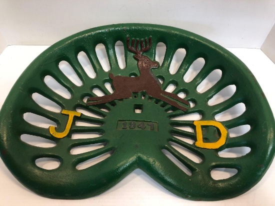 Vintage JOHN DEERE 1847 cast iron tractor seat