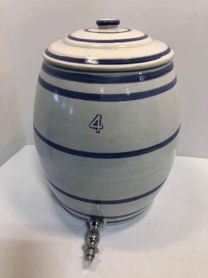 Vintage stoneware glazed beverage dispenser/push button spout