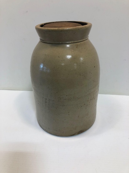 Vintage stoneware jug/crock/wooden lid