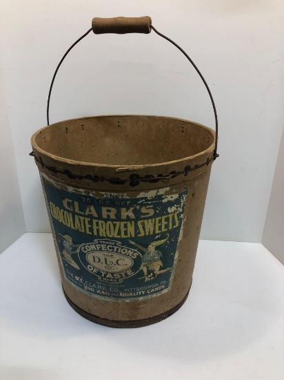 Vintage cardboard CLARK'S CHOCOLATE FROZEN SWEETS container
