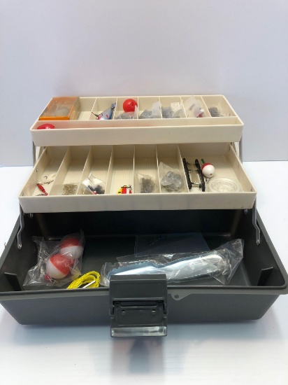 Plastic 12" tackle box/contents