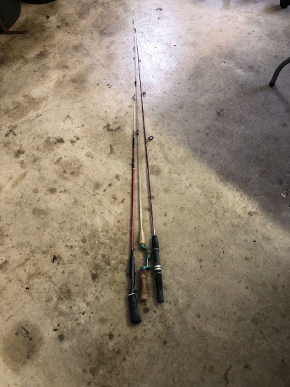 SOUTH BEND Cast Away 5'6" fishing rod,BERKLEY Cherrywood fishing rod(broken tip), vintage fishing