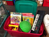 Toys,board games,electronic keyboard,more/tote and lid
