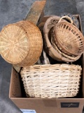 Wooden tray,wicker baskets