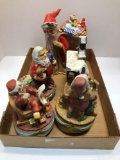 Christmas knickknacks and music boxes