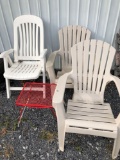 Outdoor plastic lawn chairs,wrought iron end table