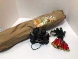 TASCO 7x35 binoculars,shotgun shell string lights,bag chair