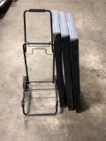 3 plastic shelves(no legs),2 wheel cart(maybe suitcase)