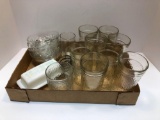 Water glasses,glass bowls,covered PYREX butter dish,more