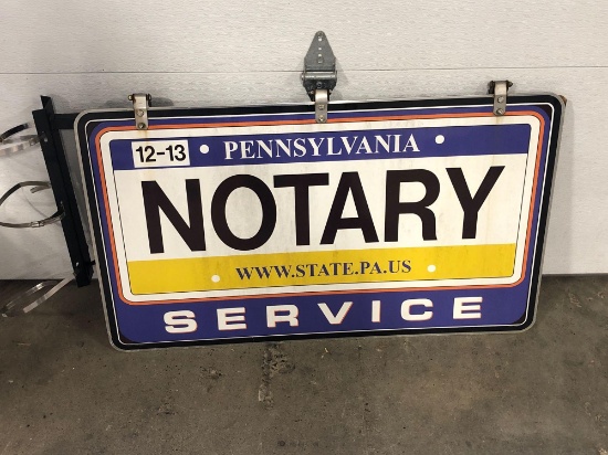 2 sided metal NOTARY SERVICE sign/ post frame