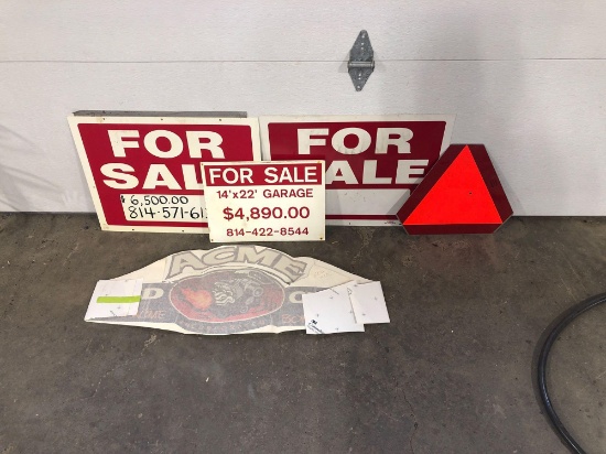 FOR SALE signs,caution triangle,more