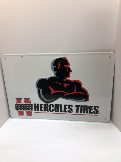 One sided metal HERCULES TIRE sign