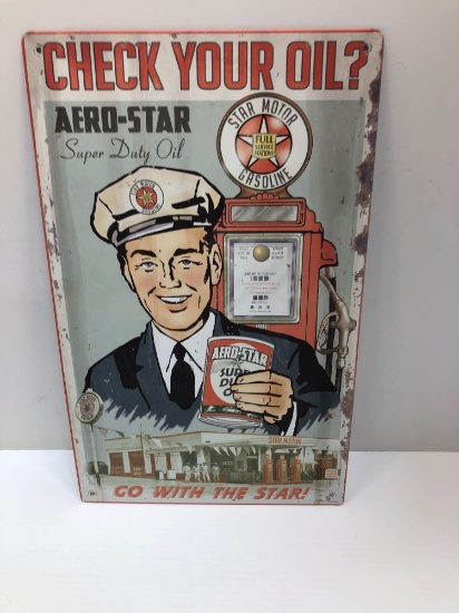 One sided AERO STAR OIL Metal sign