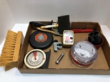 Hole saws,tube cutter,tape measure,pitch angle calculator,paint brushes,more