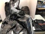 Motorcycle lot:leather jacket(size XXL),leather gloves,FROGG TOGG rain suit,HARLEY DAVIDSON