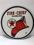 One sided TEXACO FIRE CHIEF metal sign