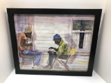 Framed painting(2 men playing checkers)