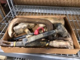C clamp, hitch pin, sledge hammer heads, more