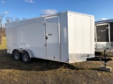 2018 LOOK Tandem axle enclosed trailer with certificate of origin (white;ramp door/spring