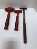 2- SNAP ON dead blow ball peen hammers(26 and 32 Oz), vintage tack hammer
