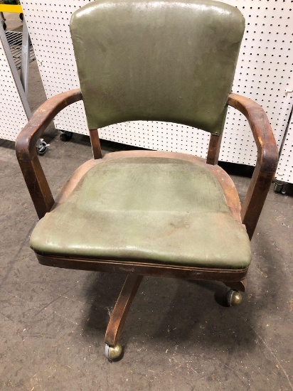 Vintage rolling wooden office chair