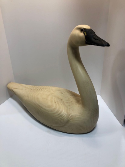 Fine art wood carving WHISTLING SWAN 1994 by David A.Davis