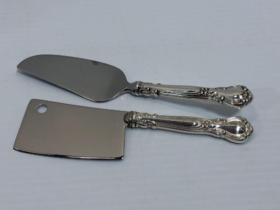 GORHAM STERLING silver handle/stainless blade cheese clever and cheese knife