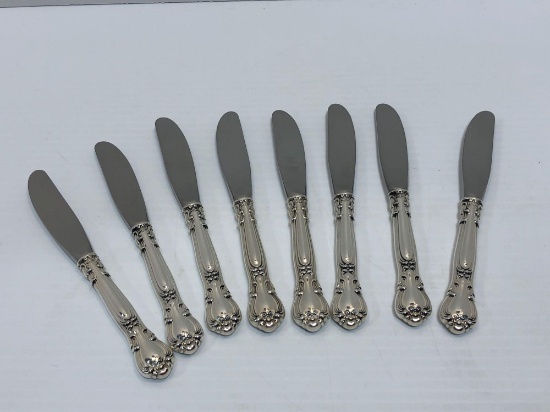 8- GORHAM STERLING silver/stainless blade hollow handle butter spreaders