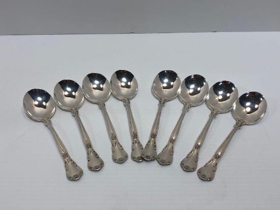 8-GORHAM STERLING silver cream soup spoons