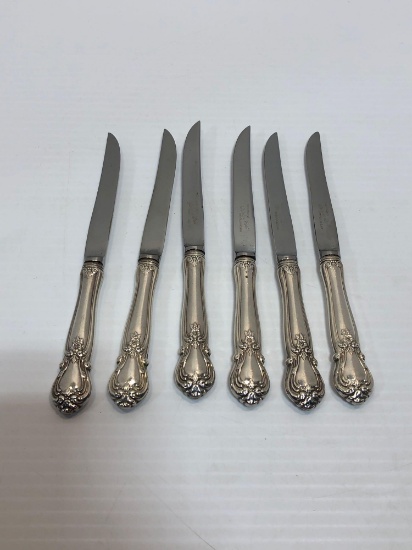 6- STERLING silver handle/stainless blade trimming knives