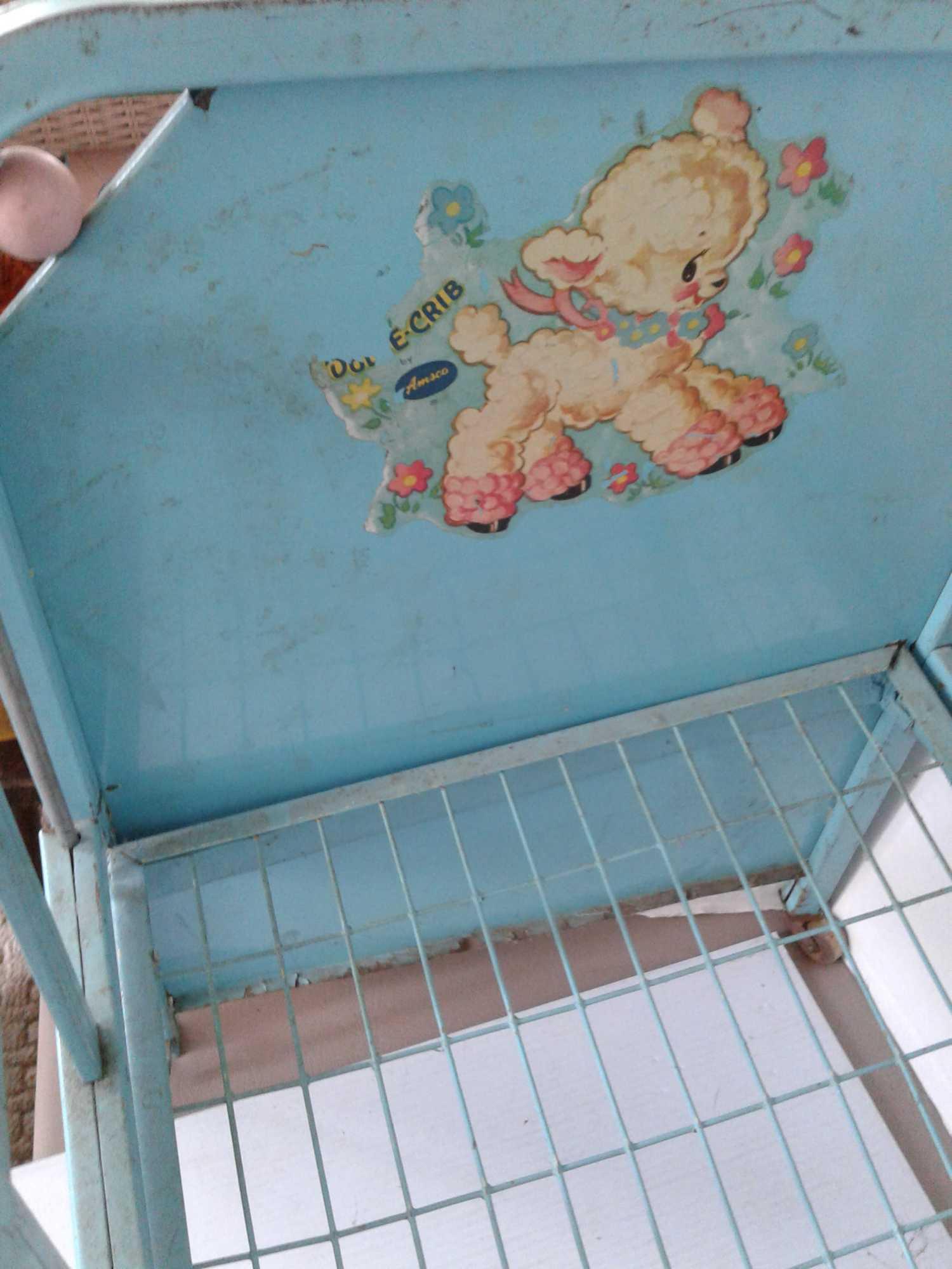 Vintage 1950's Amsco blue metal doll crib Proxibid